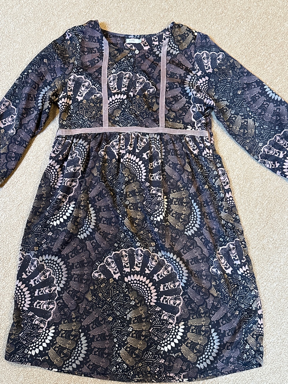 Danish Kaffe Dress, size 36, vintage style, patterned, bohemian, hippie